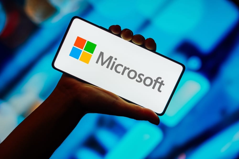 Microsoft Corporation logo on phone-by rafapress via Shuterstock